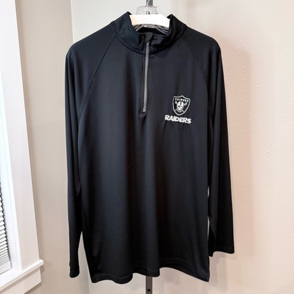 LA Raiders men’s black 1/4 zip long sleeve shirt size XL